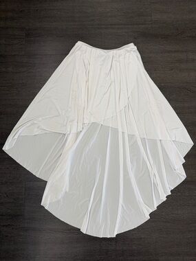Women's White Asymmetric Flow Skirt